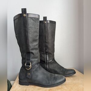 Cole Haan Liberty NikeAir Womens Tall Leather Black Riding Boots